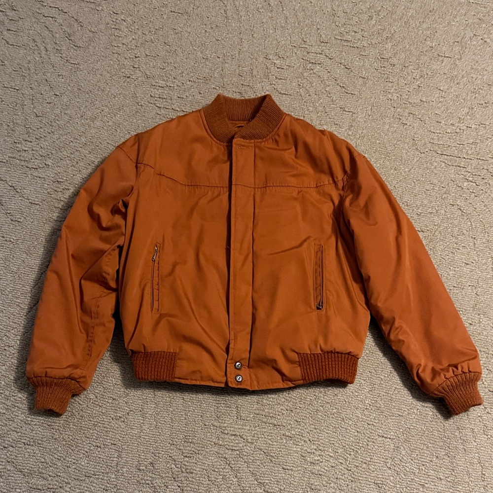 Vintage Men's Varsity Catalina Orange Bomber Jacket